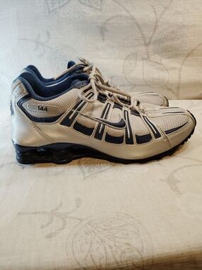 Nike Men’s  Shox Sneakers - Navy & Silver Accents Light Grey Upper